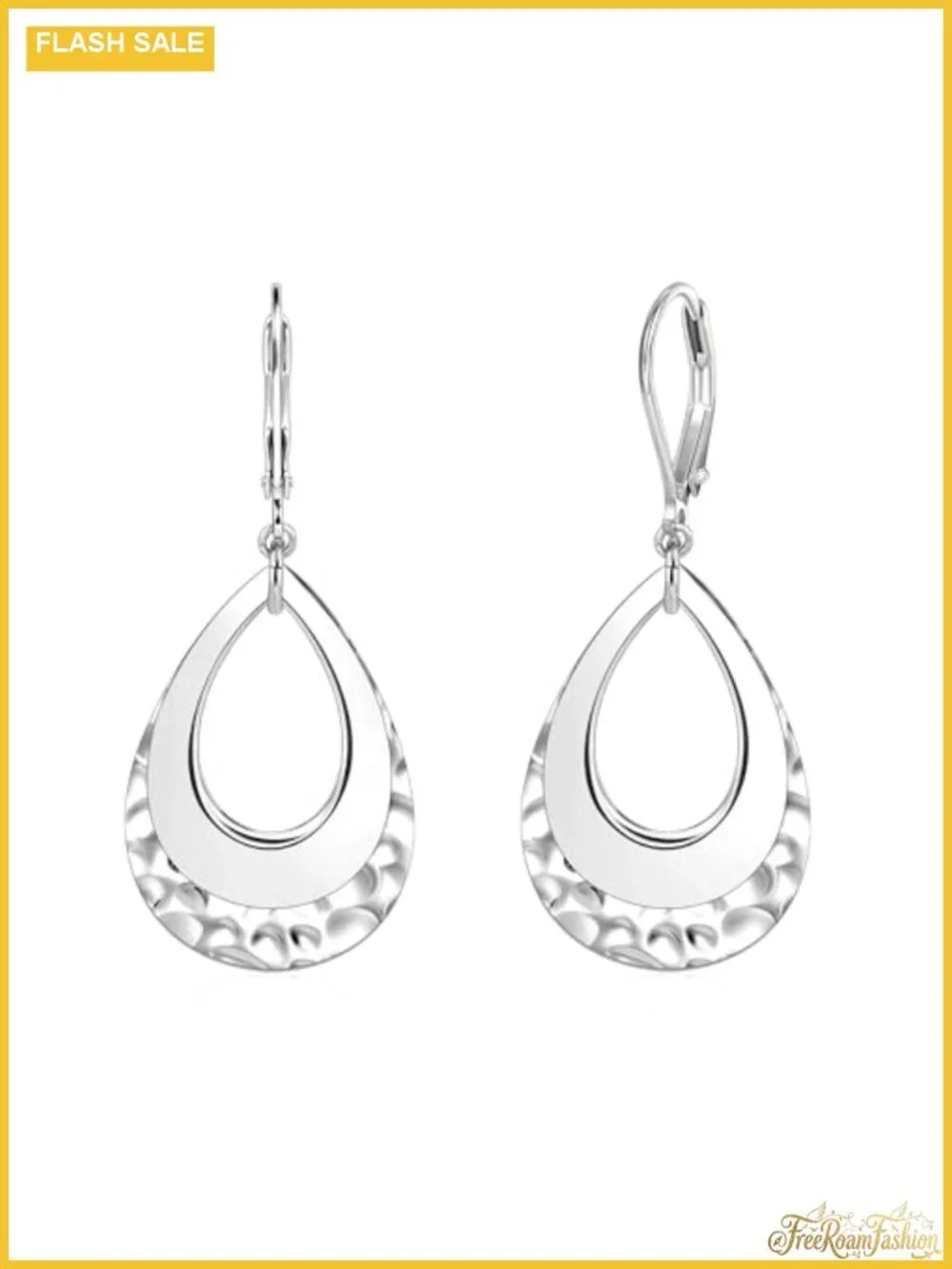 Hammered Teardrop Leverback Dangle Earrings Hypoallergenic Boho Drop Jewelry